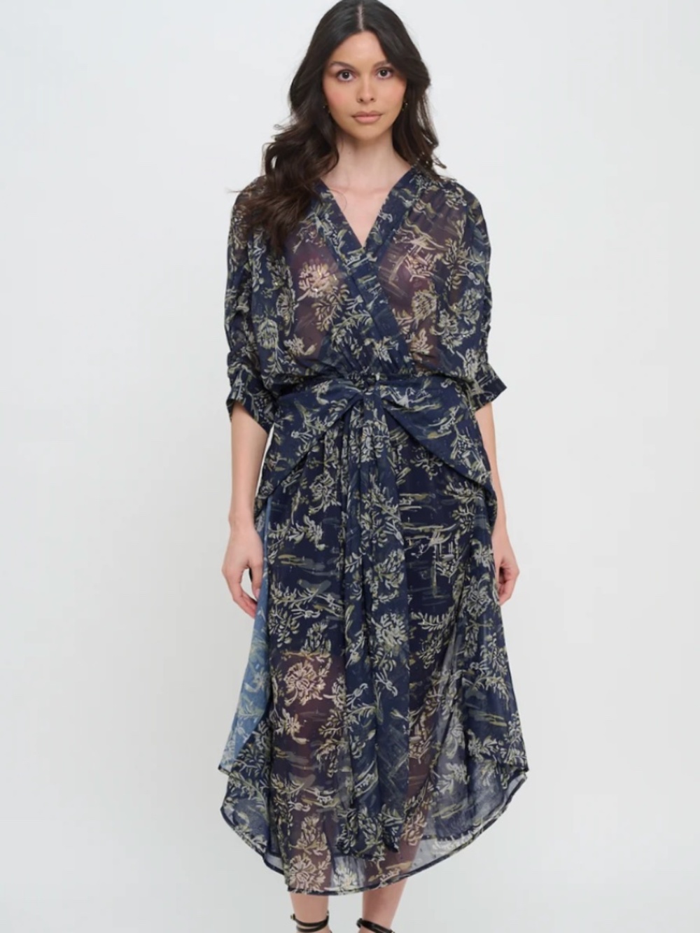 Meet Me in Santorini Winter Odyssey Maxi Dress Navy NWT